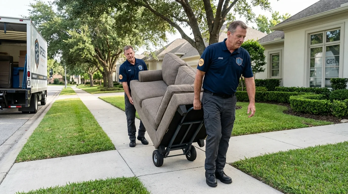 Local residential moving crew loading furniture in Arizona City, AZ