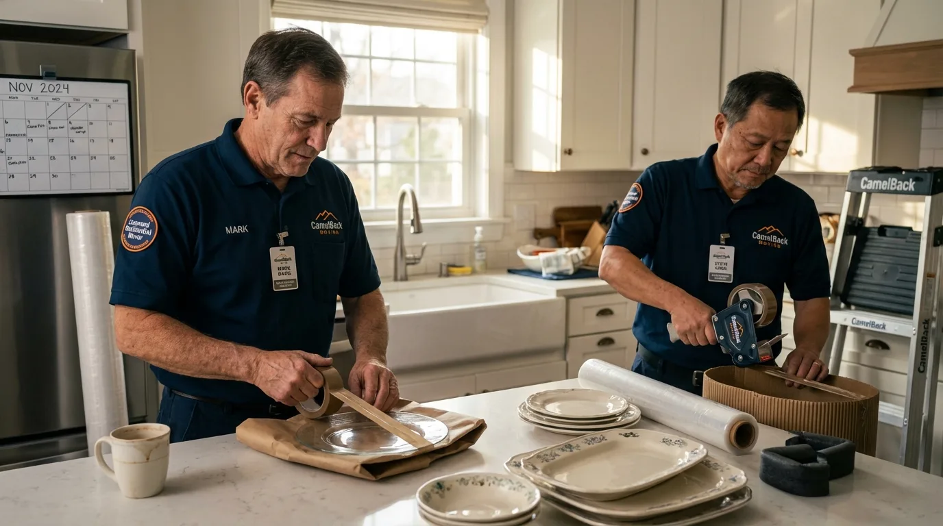 Professional crew packing kitchen dishware in Arizona City, AZ