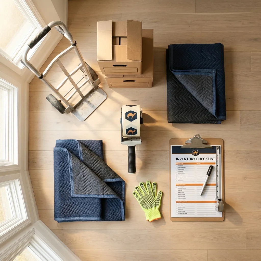 Professional moving supplies and packing materials layout for Arizona City residential relocations